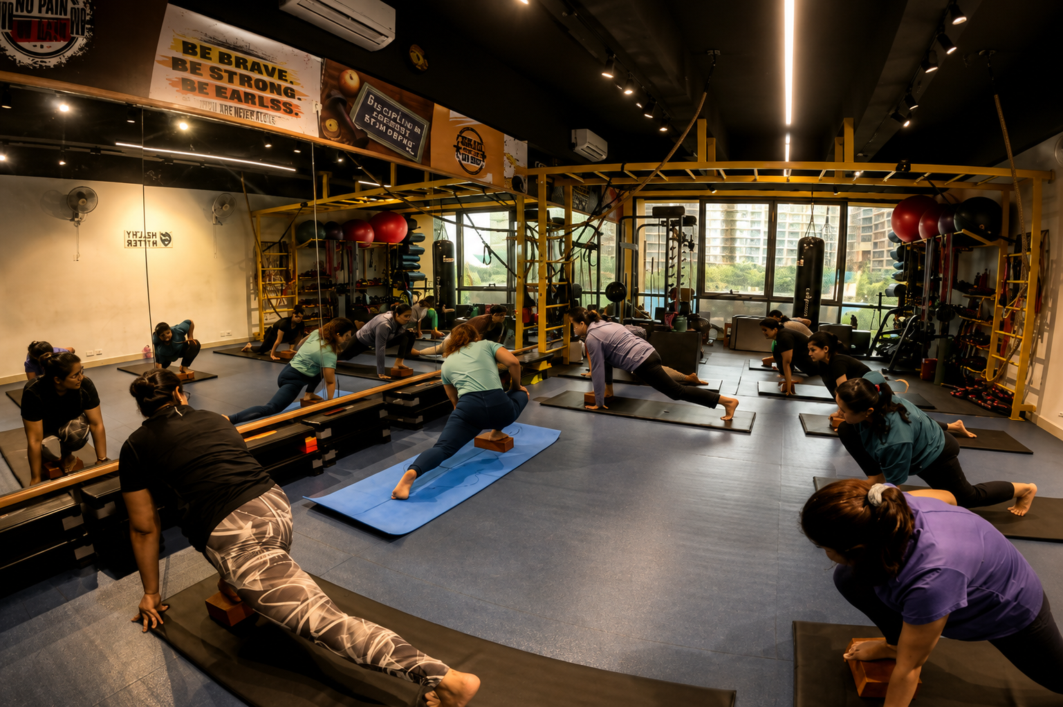 Yoga session at the studio